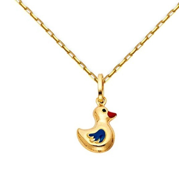 14k Gold Duck Pendant & 0.9mm 16